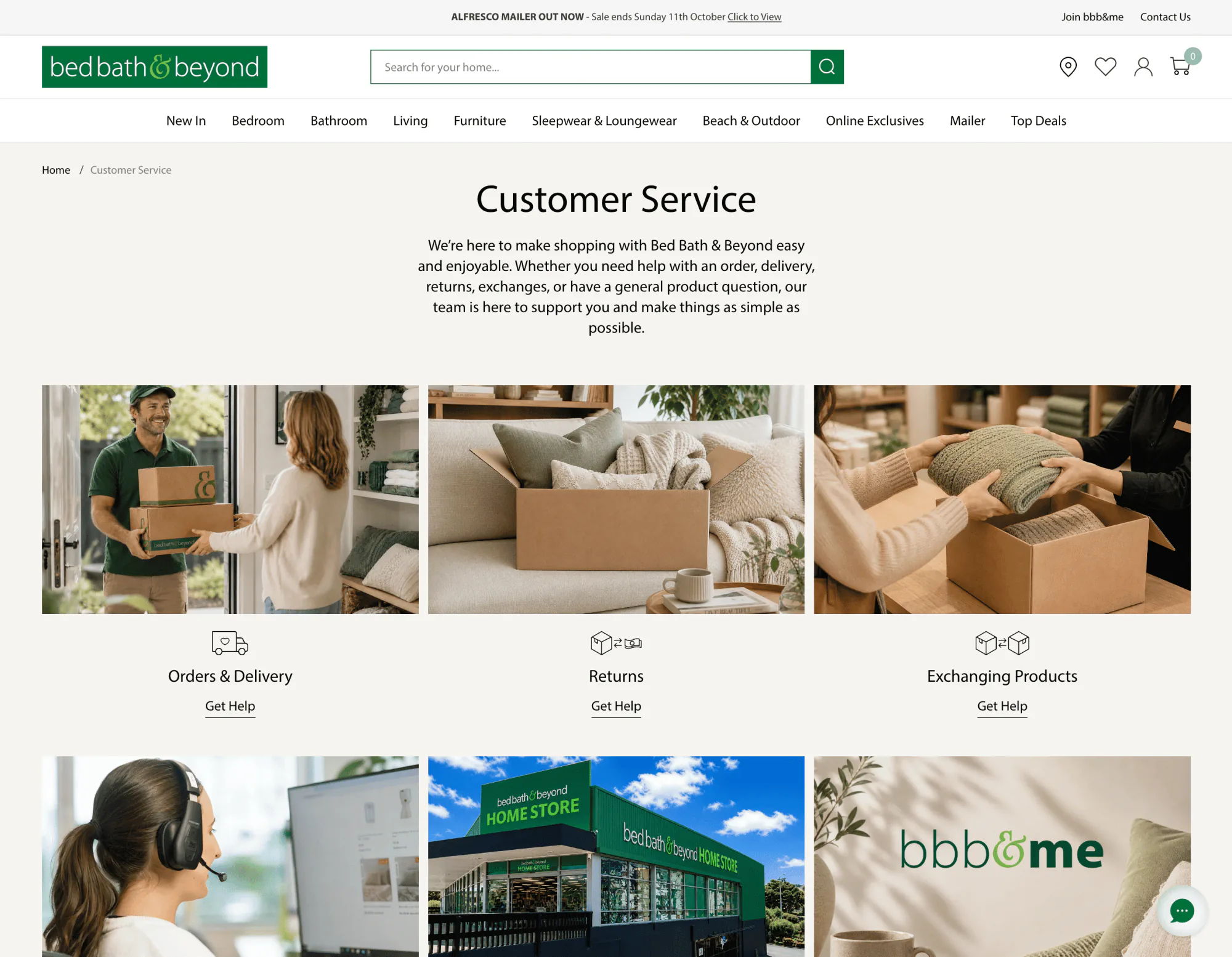 Bed Bath & Beyond NZ — pages from the site