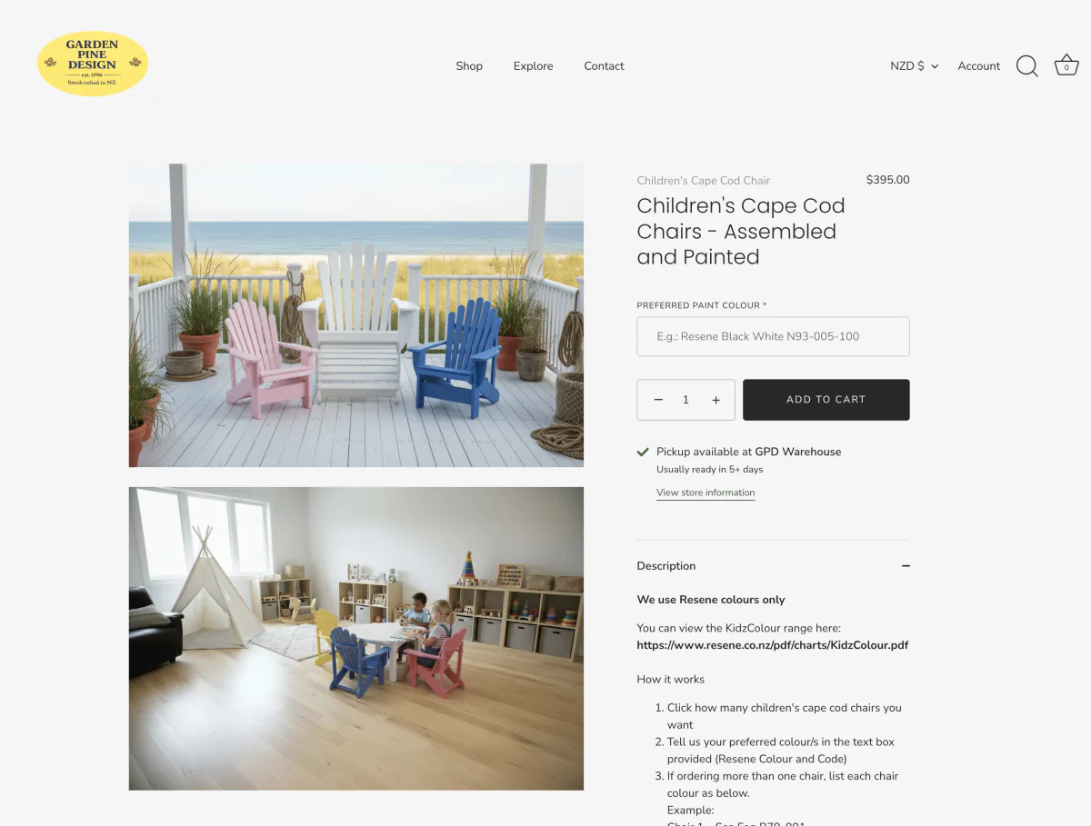 Garden Pine Design — Product page