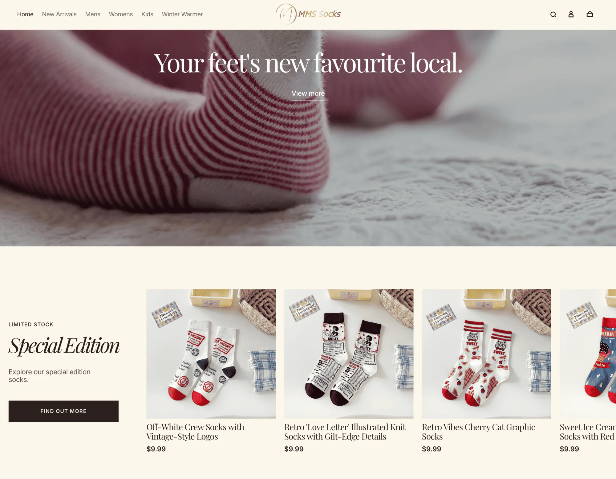MMS Socks — pages from the site